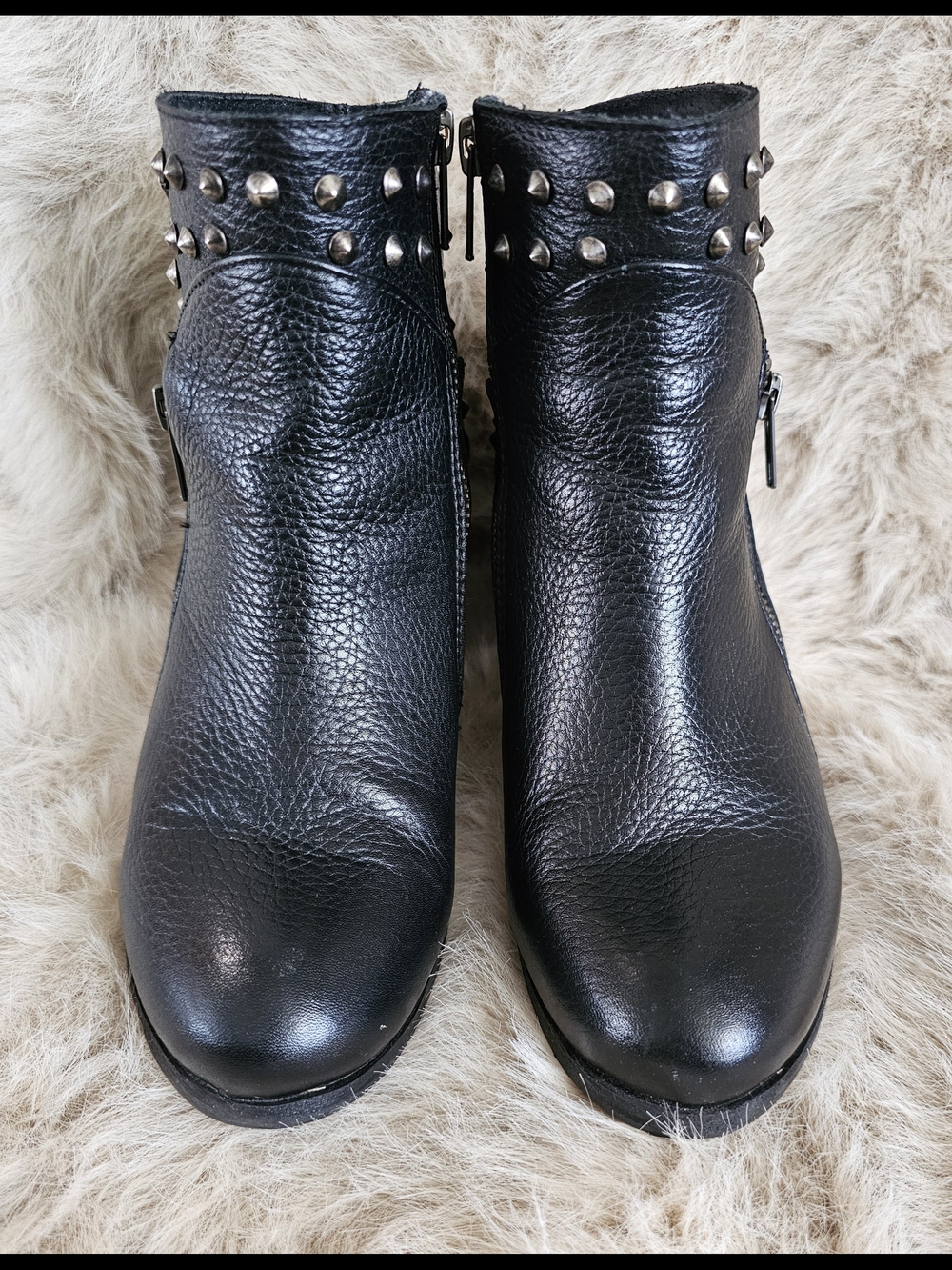 Harley-Davidson Black Leather Studded Zip Ankle Boots - Picture 3 of 8